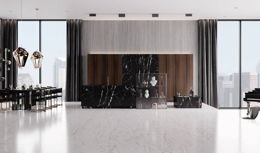 BT45 SM45 - 50 Shades of Gray kitchen, luxury kitchen in Nero Marquina marble and dark eucalyptus, high quality designer kitchen, quality kitchen
